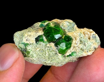 Demantoid Garnet Crystal Cluster: Raw Andradite Specimen, Armenian Origin