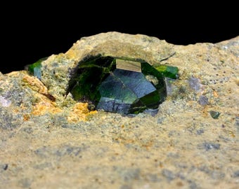 Natural Rare Green Demantoid Garnet Crystal Specimen on Matrix, Mineral Andradite Var, Garnet Cluster, Raw Gemstone for collectors, gifts