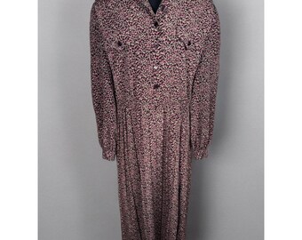 VTG Leslie Fay Womens Prairie Modest Maxi Dress Floral Padded Shoulders 10
