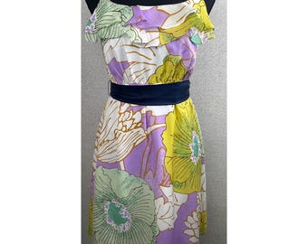 Vintage Y2K Maeve Anthropologie 100% Silk Floral Ruffle Dress — Size 0