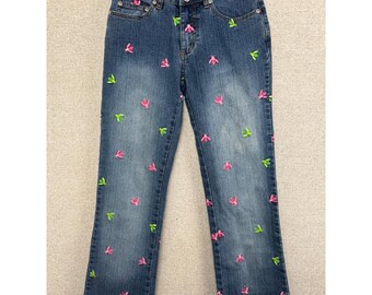 RARE Vintage Lilly Pulitzer Embroidered Bee Jeans 0 Y2K Low Rise Bootcut