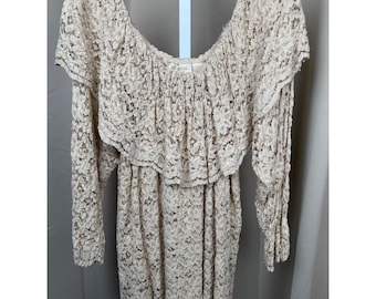 Vintage Gold Label Victoria's Secret Lace Tunic Mini Dress Sheer Romantic Boho