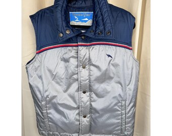 Vintage 80s Powder Gear AdventureGear Down Puffer Vest Men's Size M Gray & Navy