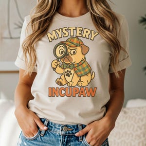 Mystery Incupaw Dog Detective T-shirt, leuk shirt voor huisdierenliefhebber, schattig dierenshirt, cadeau voor hondenliefhebbers, speelse vrijetijdskleding