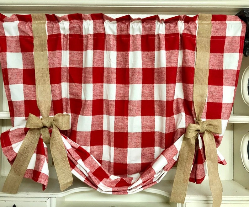 Red White Buffalo Plaid Curtain Plaid Curtains Buffalo Etsy