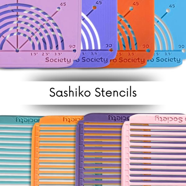Sashiko Stencil Template Circle or Grid - Japanese Embroidery & Mending