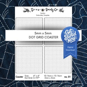 Sashiko Coaster Template: 5mm Dot Grid Pattern (Digital Download)