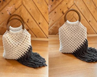 Macrame Bag Pattern PDF, Fringe Tote Tutorial, Boho Handbag DIY with Video Guide