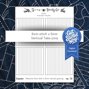 Sashiko Coaster Template: Japanese Embroidery Pattern (Digital Download)