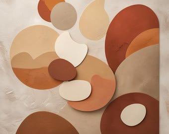 Set of 5 | Boho Minimalist Abstract Wall Art Prints | Terracotta Neutral Beige Decor | Modern Digital Download | Printable Boho Poster Set