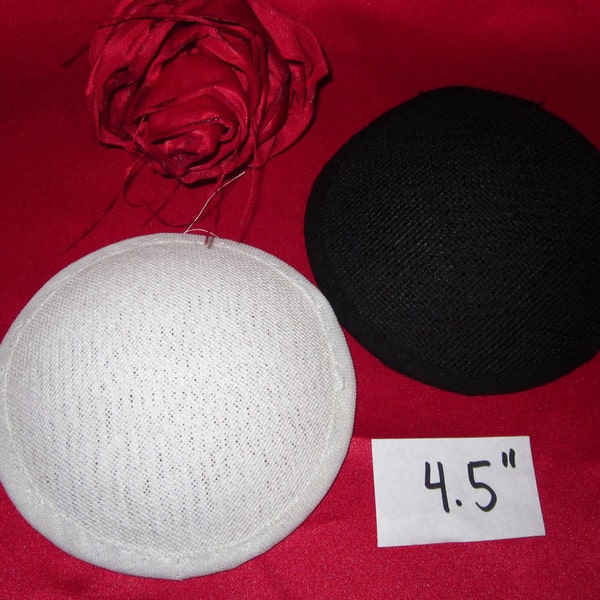 Round buckram hat frame, black or white 4.5"