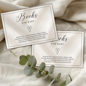Gender Reveal Books for Baby Card Beige | Editable Baby Shower Insert Card | Printable Bring a Book Card 5x3.5