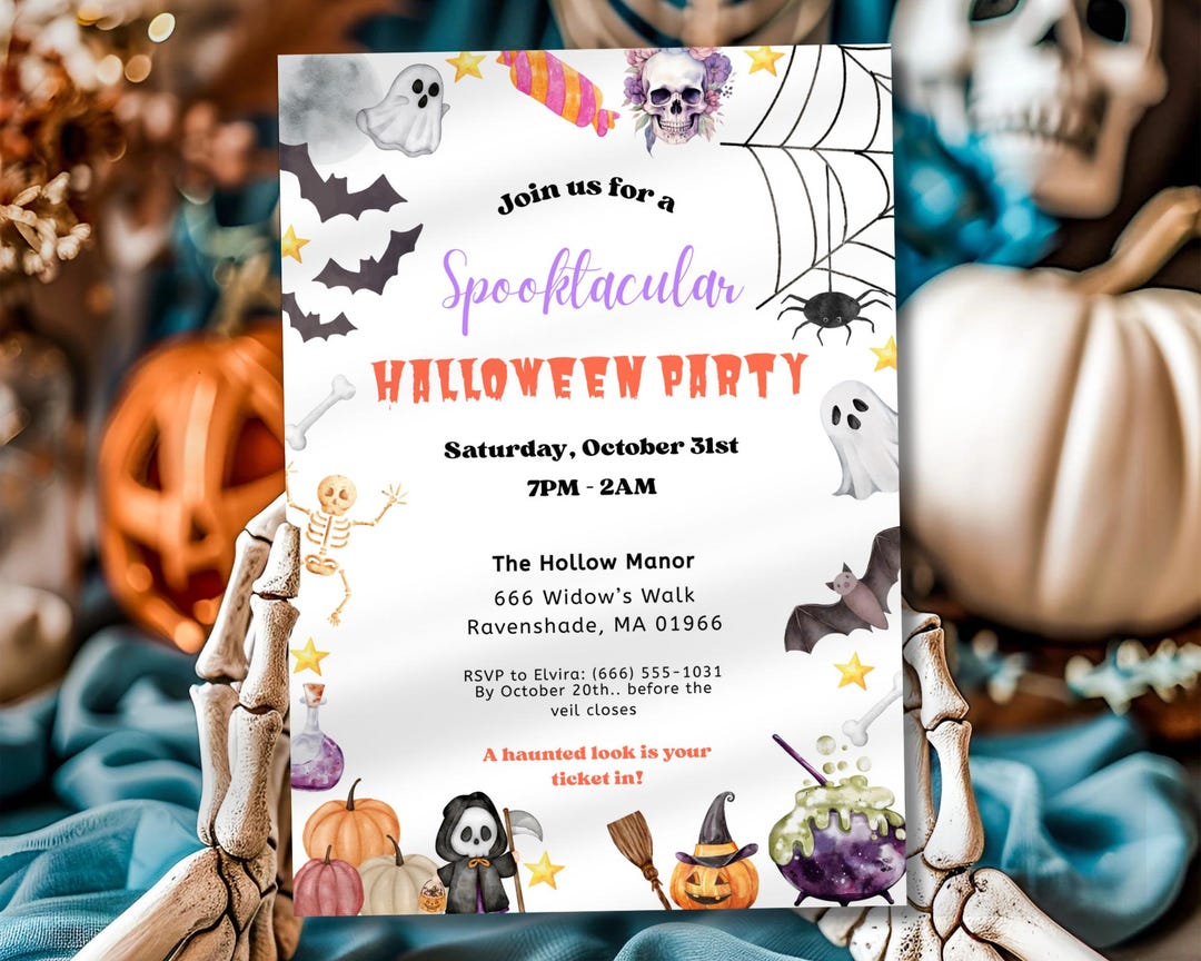 Spooky Halloween Party Invitation, Editable Evite Template, Printable ...