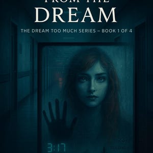 Puede incluir: Portada del libro "The Girl From The Dream" de Florin Daniel. La imagen presenta el rostro de una mujer tras un cristal, con el título en letras blancas grandes. Se muestra la hora 3:17, junto con el número de edificio 237.