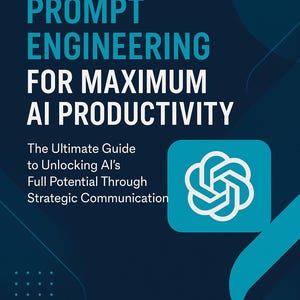 May include: A book cover with the title "HOW TO MASTER PROMPT ENGINEERING FOR MAXIMUM AI PRODUCTIVITY" in white text on a dark blue background. The author's name, Florin Daniel, is at the bottom. A teal graphic is on the right.