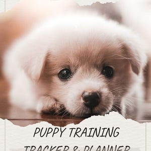 May include: A book cover featuring a light brown puppy lying down, with the title "PUPPY TRAINING TRACKER & PLANNER." The author's name, FLORIN DANIEL, is at the top. The text below reads "THE COMPLETE GUIDE TO RAISING A WELL-BEHAVED, HAPPY PUPPY." Book 1 is at the bottom.