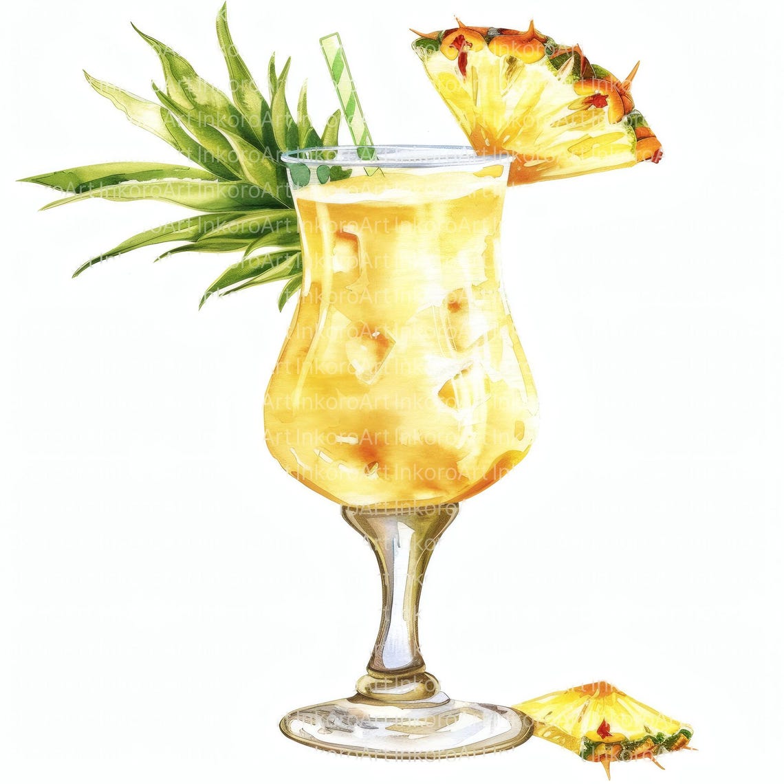 Watercolor Piña Colada Clipart: Tropical Drink Art (digital Download ...