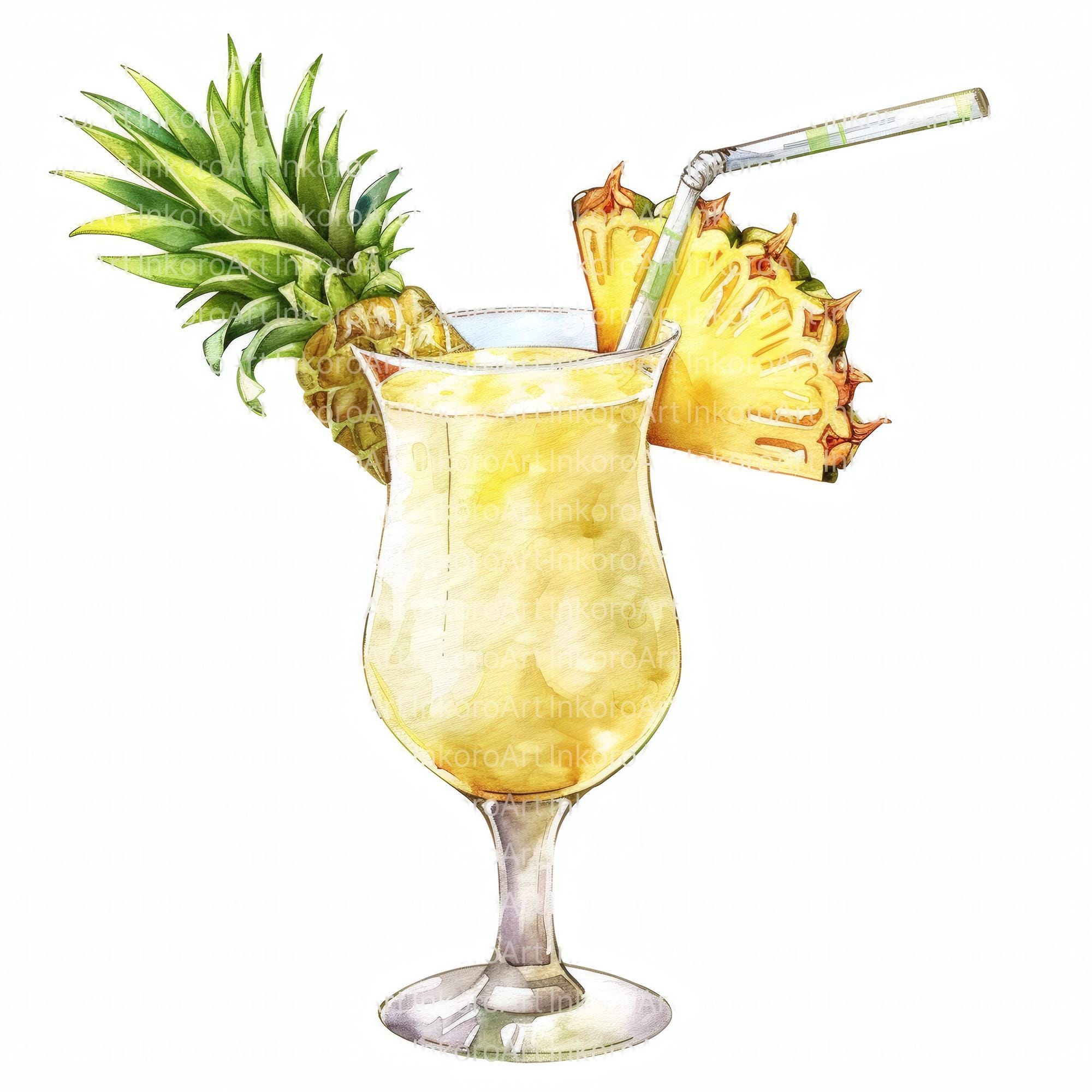 Watercolor Piña Colada Clipart: Tropical Drink Art (digital Download ...