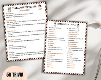 Halloween Trivia Game: Spooky Fun for Kids & Adults (Printable PDF
