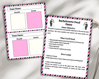 Bachelorette Feud Game: 40 Fun Bridal Shower Questions (Printable PDF File)