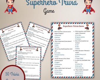 スーパーヒーロークイズゲーム：50問の多肢選択問題（印刷可能なPDF）