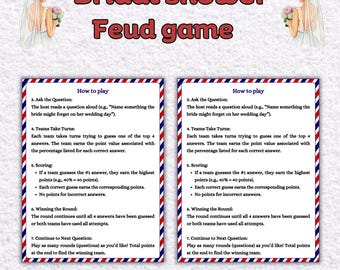 Bridal Shower Feud Game: 40 Printable Questions (PDF Download)