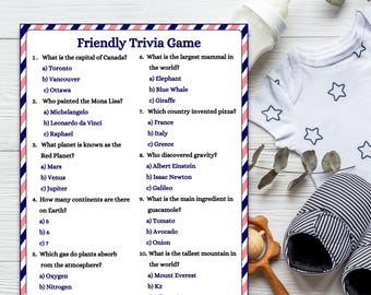 Friendly Trivia Game: 50 General Knowledge Questions (Printable PDF & PNG)