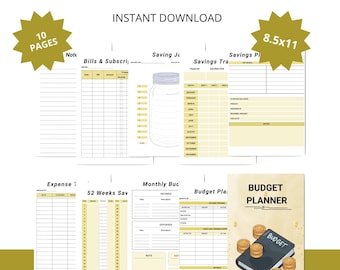 Budget Planner PDF: Finance Templates, Savings Tracker (Instant Download)