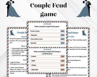 Couple's Feud Party Game: 40 Fun Printable Questions (PDF Download)