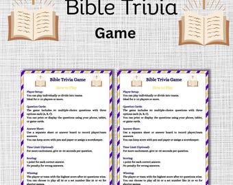 Bible Trivia Game: Christian Family Fun (Printable PDF Download)
