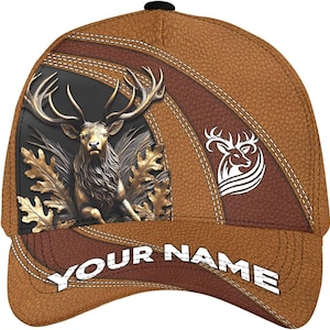 Personalized Deer Hunting Baseball Cap, Custom Name Deer Hunter Hat, Whitetail Hunting Cap, Camo Outdoor Gift for Him