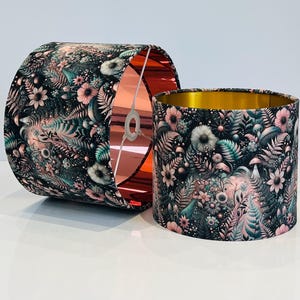 Handmade by order luxurious fantasy pardise plants leaves flowers jungle pattern velvet lamp shade pendant light lamp shade all shapes sizes