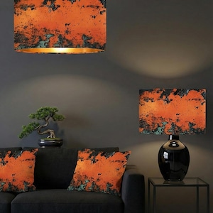 handmade by order luxury antique metal rusting orange teal grey combination velvet drum lamp shade pendant light lamp shade all shapes sizes