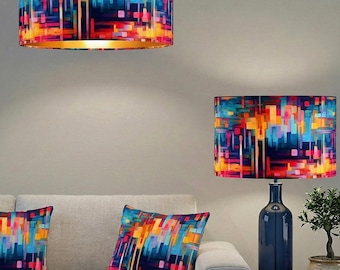 Handgemaakte fluwelen trommel lampenkap: veelkleurige abstracte hangende plafondlamp