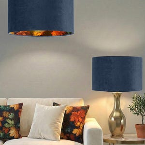 Op bestelling handgemaakt luxe grafiet donkergrijs fluweel en herfstbladeren patroon trommel lampenkap hanglamp lampenkap alle soorten en maten