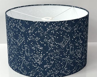 Kids Room Star Constellation Drum Lampshade: Handmade Animal Print Pendant Light