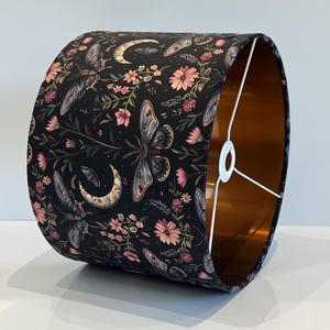 Handmade by order luxury fantasy pink floral butterfly moon plants pattern velvet drum lamp shade pendant light lamp shade