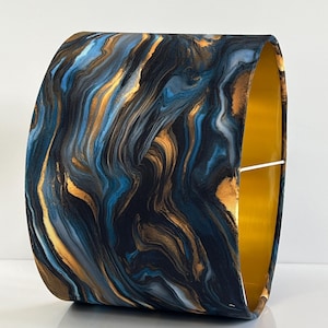 Handmade by order luxury deep blue and gold wave marble pattern on velvet drum lamp shade pendant light lamp shade all shapes and sizes avai