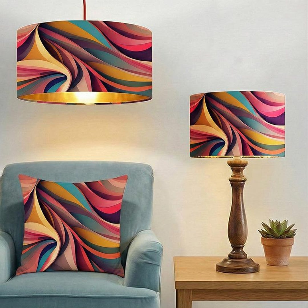 Handmade by Order Luxury Abstract Wave Pattern Multicoloured on Velvet ...
