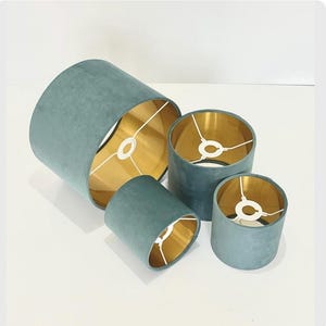 Handmade Duck Egg & Gold Velvet Drum Lamp Shade - Custom Sizes