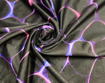 Print by order luxury blue space light geometric art print velvet on black velvet fabric 150cm wide