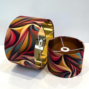 Handmade by order luxury abstract multicolour wave effect velvet drum lamp shade pendant ceiling lamp shade for all purpose all lining