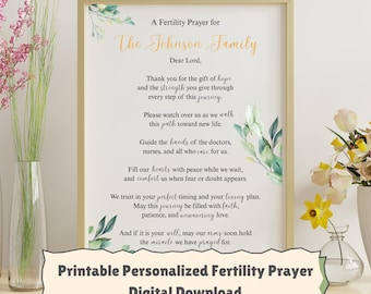 Custom IVF Gift | Personalized Fertility Prayer | IVF Prayer | IVF Journey | 5x7 Printable or Size of your Choice