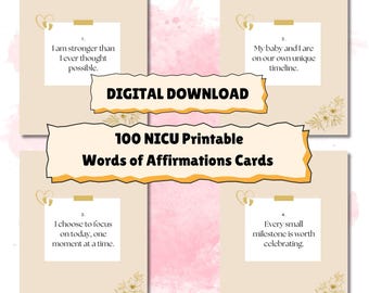 100 Positive Affirmations for NICU Parents – Printable PDF | Instagram Posts Daily Encouragement & Support | NICU Journey Mental Health