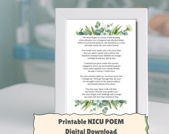 NICU Poem Gift | Baby NICU Printable Wall Art | Gift for NICU Mom | Preemie Baby Nursery Decor Print | Nicu Gift | Preemie Gift | Prayer