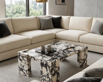 Handcrafted Calacutta Viola Coffee Table: Modern Luxury Living Room Centerpiece |