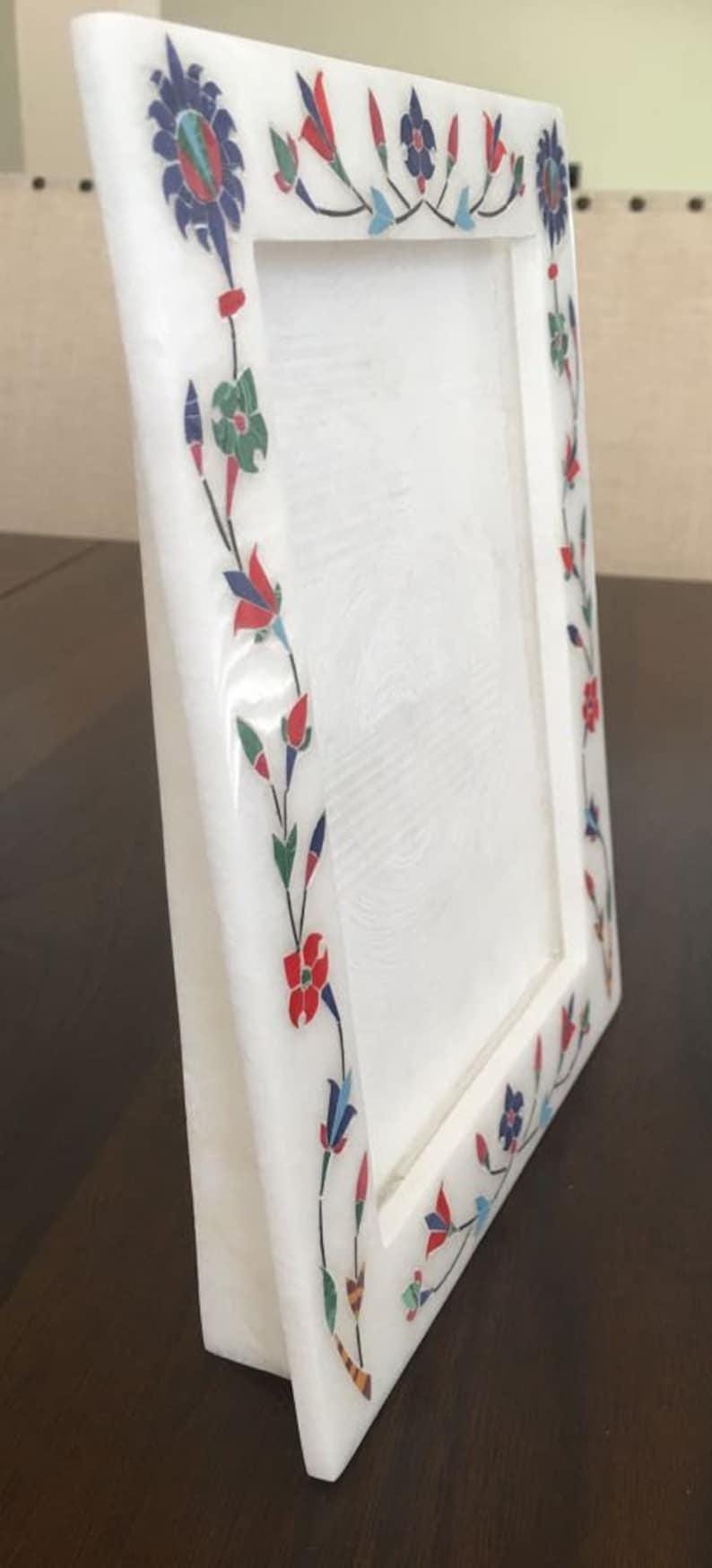 Handcrafted Marble Photo Frame: Floral Stone Inlay Art - Etsy