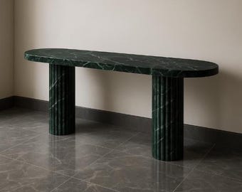 Consolle in marmo verde fatta a mano: moderno elemento decorativo di lusso per l'ingresso