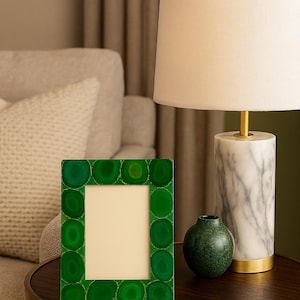 Handcrafted Agate Stone Picture Frame – Unique Natural Crystal Decor for Home or Office – Customizable Home Decor