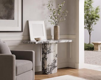 Calacatta Viola Marble Console Table – Rectangular Entryway Accent Table – Luxury Modern Design